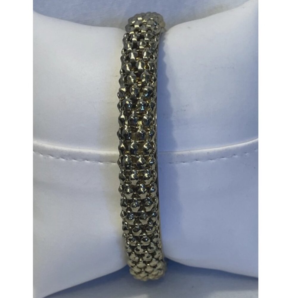 Gold Tone Sparkly Mesh Metal Bangle Bracelet 3 in Diameter